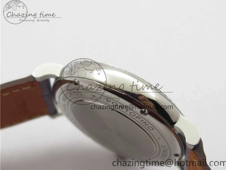 MIROTIME 0227 Attractive Portofino 37mm SS V7F 1:1 Best Edition Gray Dial Diamonds Bezel on Gray Leather Strap A 7091